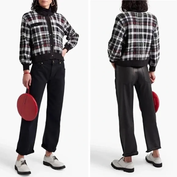 Alice + Olivia Freedom Checked Jacquard-knit Sweater - Picture 4 of 8